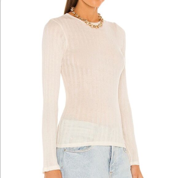 Vince. Rib crew neck top in bone still in stores Nwot large - Picture 1 of 9